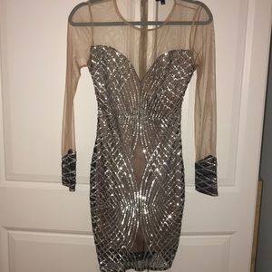 sparkly sequence dress black and silver size small